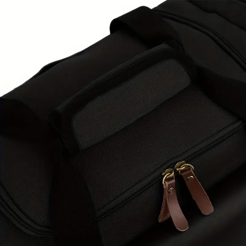 Multi-Compartment Leather Look Accent Duffle Bag