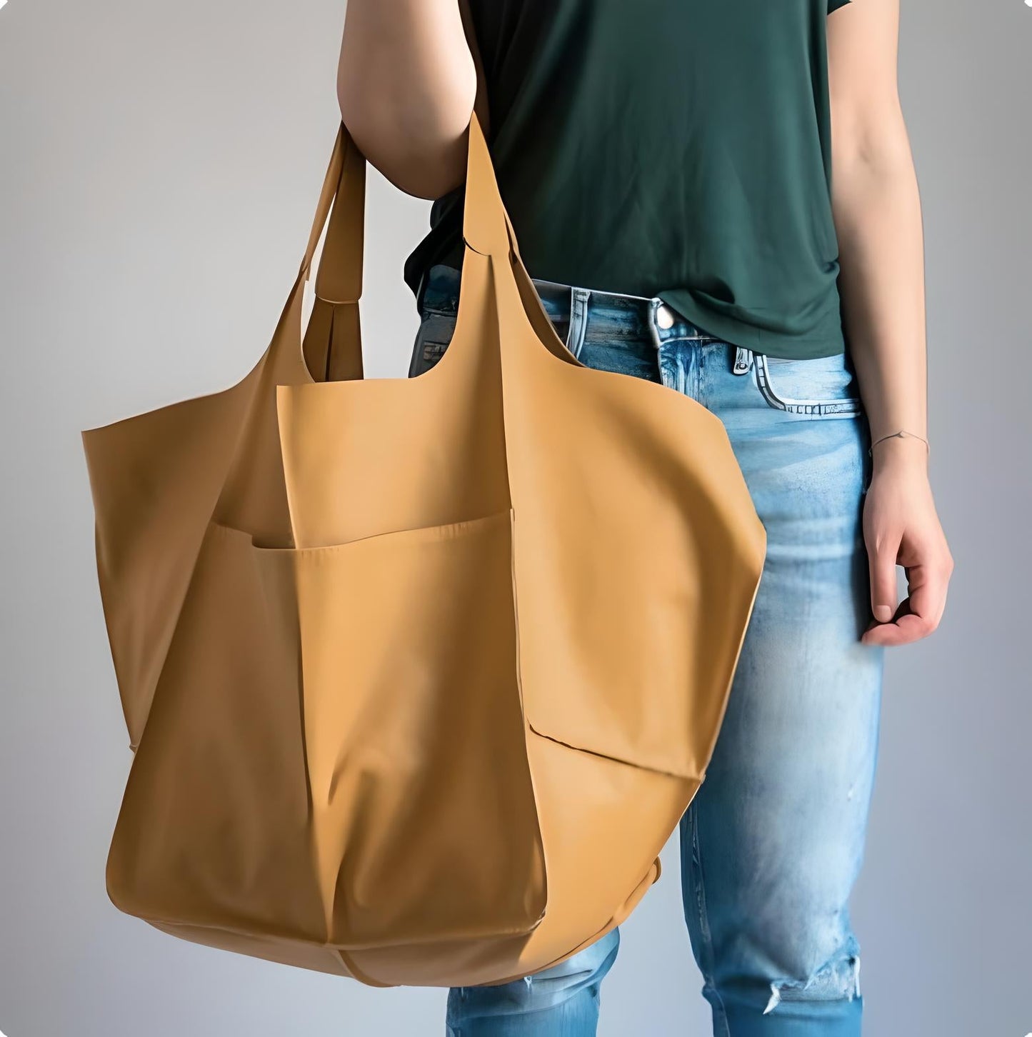 Oversized Leather Look Tote Bag