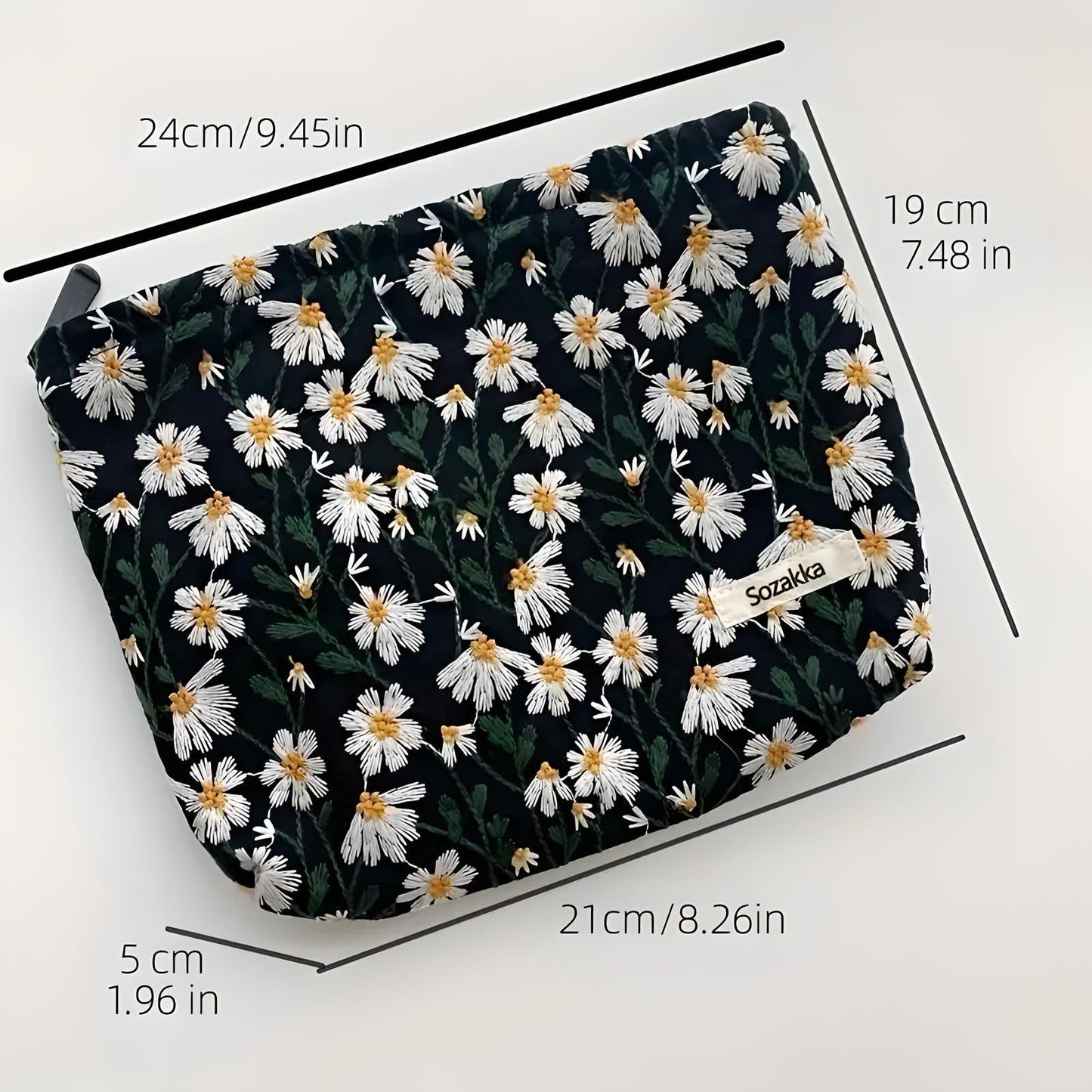 Flower Embroidered Makeup Bag
