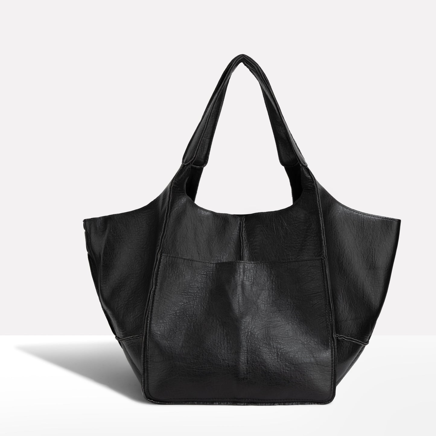 Oversized Leather Look Tote Bag