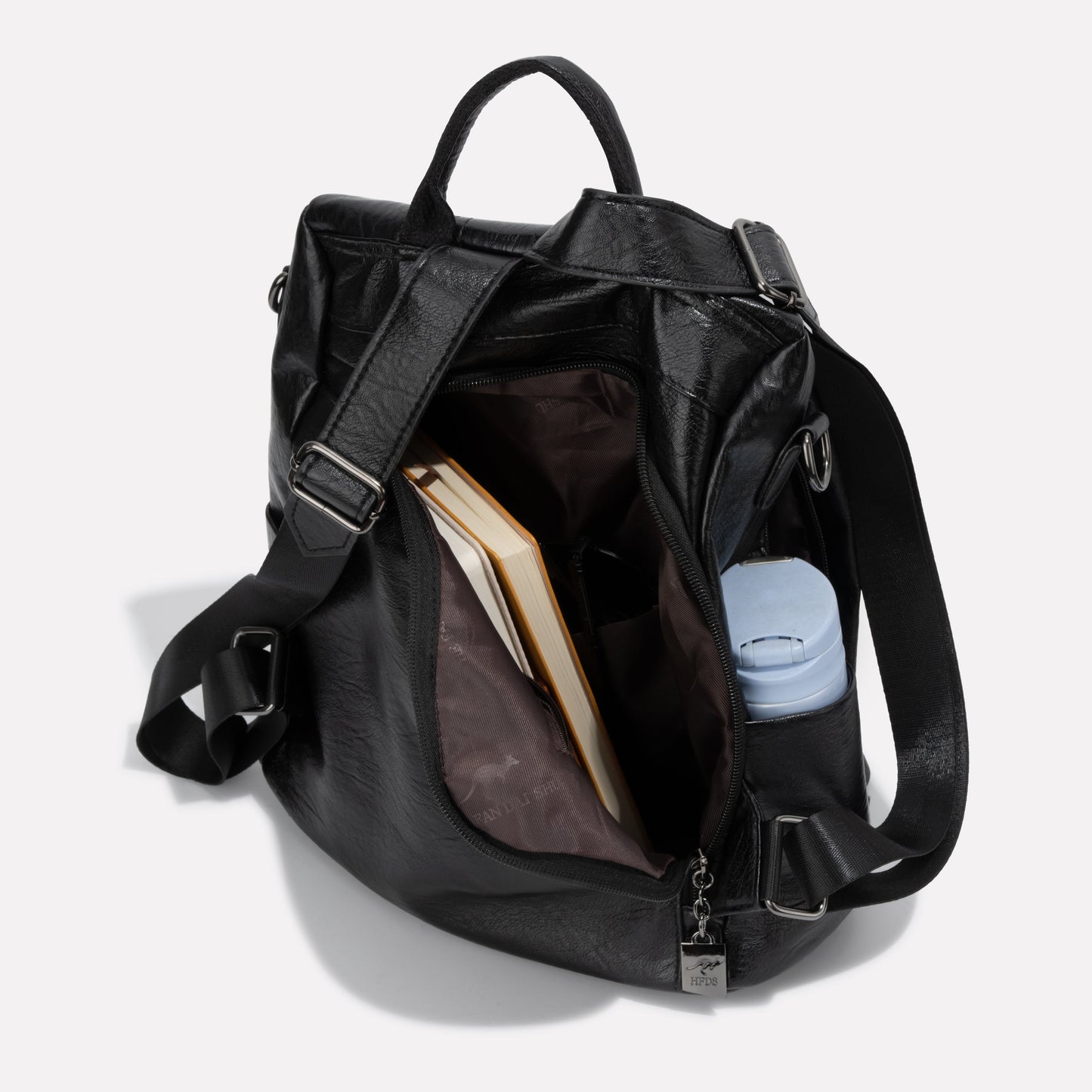 Women's Anti-Theft Leather Look Backpack