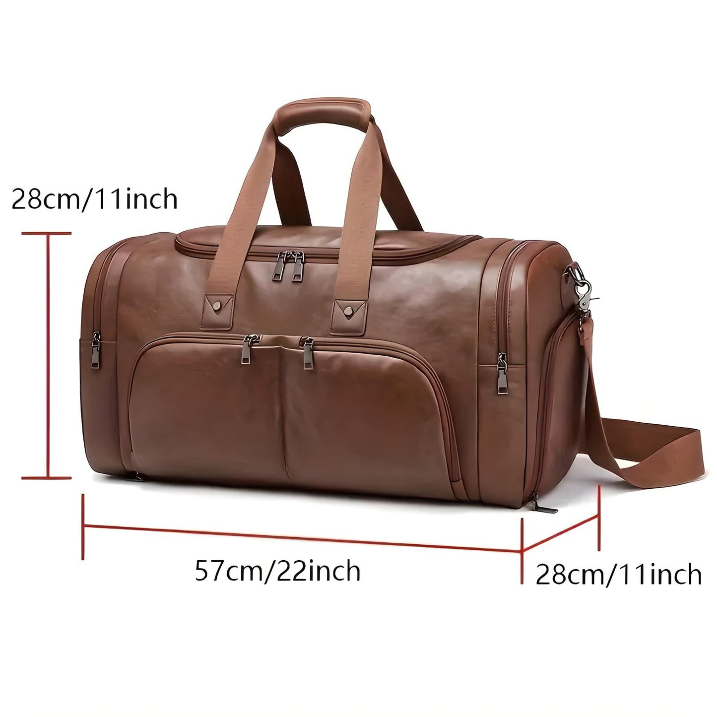 Multi-Compartment Leather Look Men's Duffle Bag