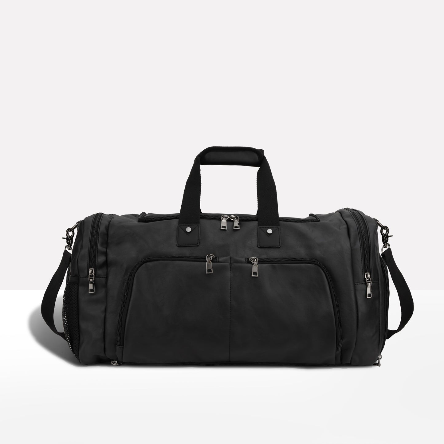 Multi-Compartment Leather Look Men's Duffle Bag