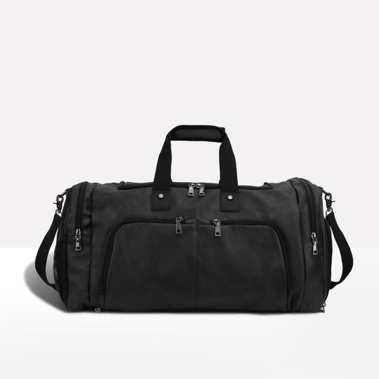 Multi-Compartment Leather Look Men's Duffle Bag