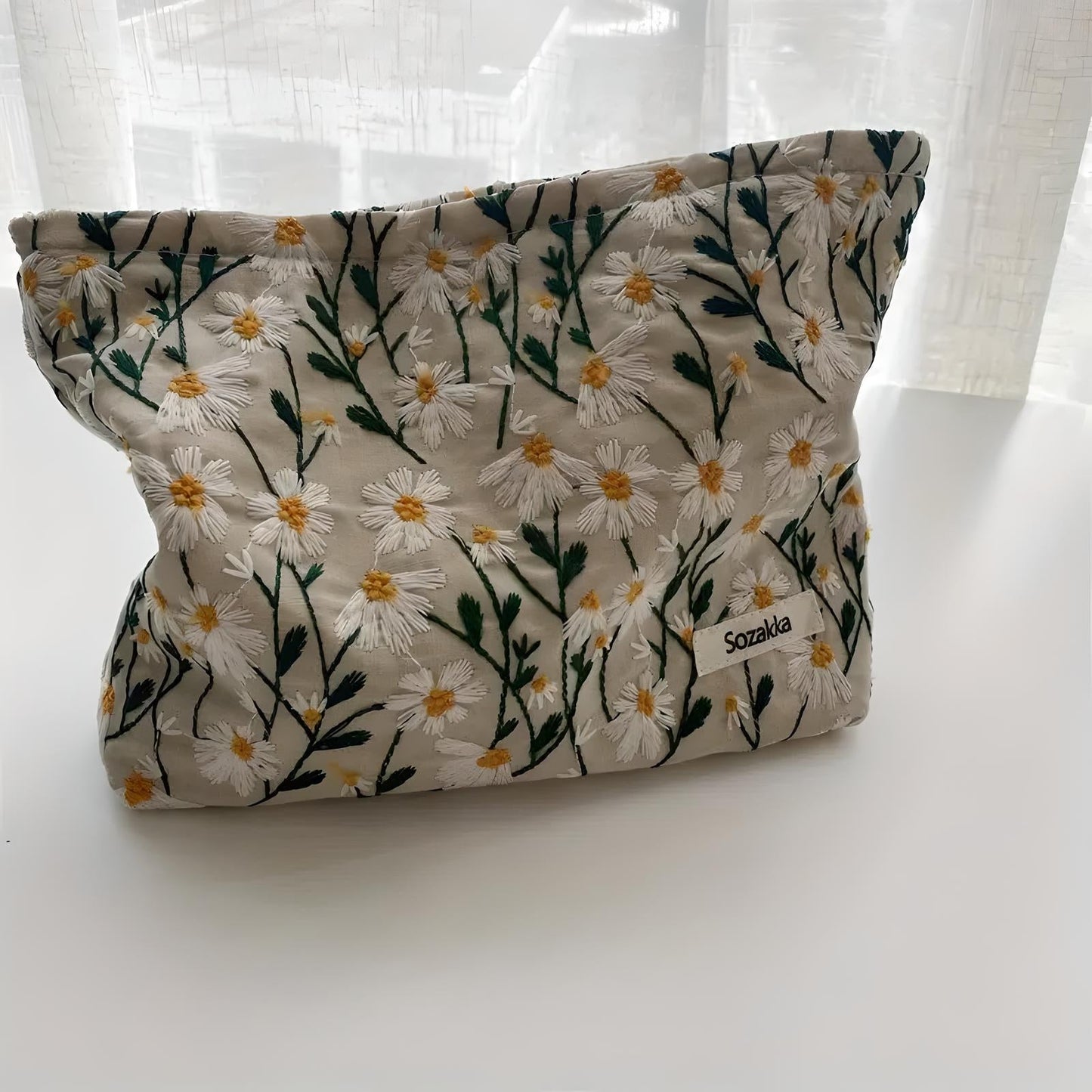 Flower Embroidered Makeup Bag