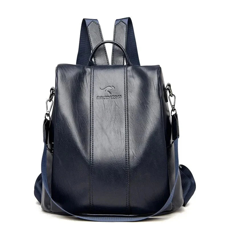 Women's Anti-Theft Leather Look Backpack