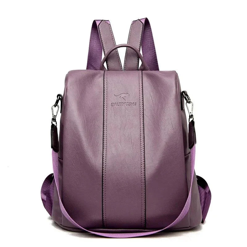 Women's Anti-Theft Leather Look Backpack