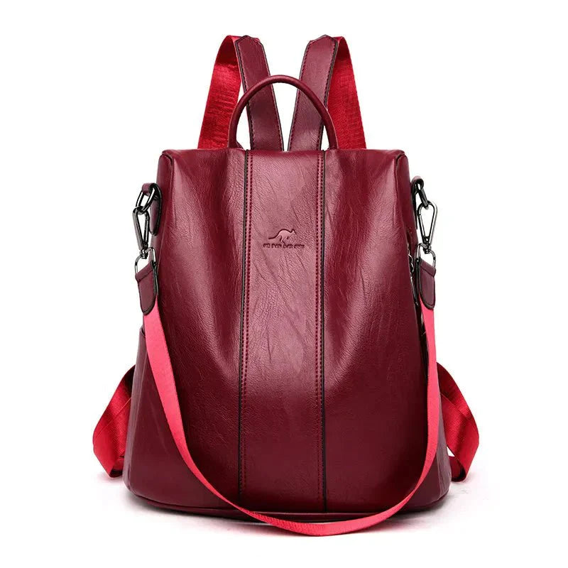 Women's Anti-Theft Leather Look Backpack