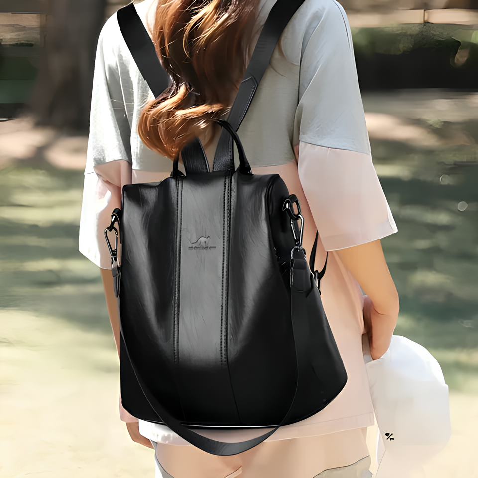 Women's Anti-Theft Leather Look Backpack