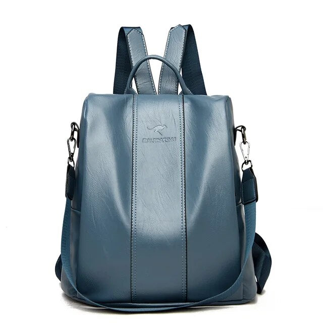 Women's Anti-Theft Leather Look Backpack