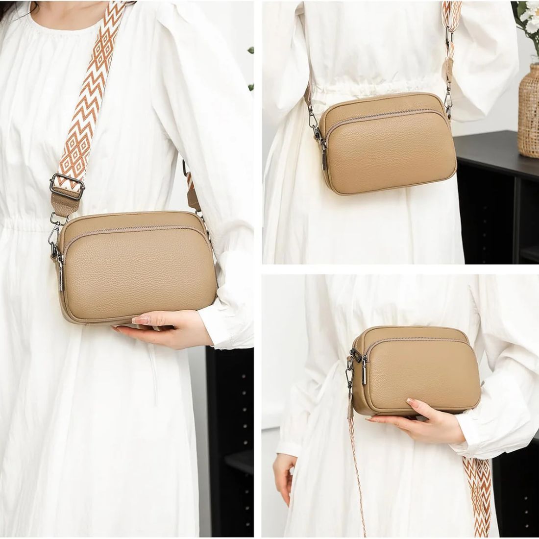 Chic Leather Look Crossbody Bag