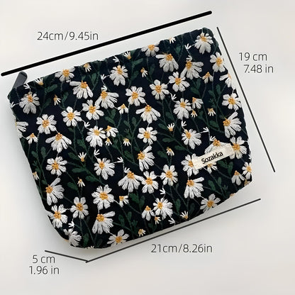 Flower Embroidered Makeup Bag