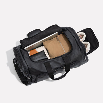 Multi-Compartment Leather Look Men's Duffle Bag